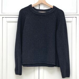 Quince 100% Organic Cotton Fisherman Crew Sweater Charcoal Chunky Knit Womens XL